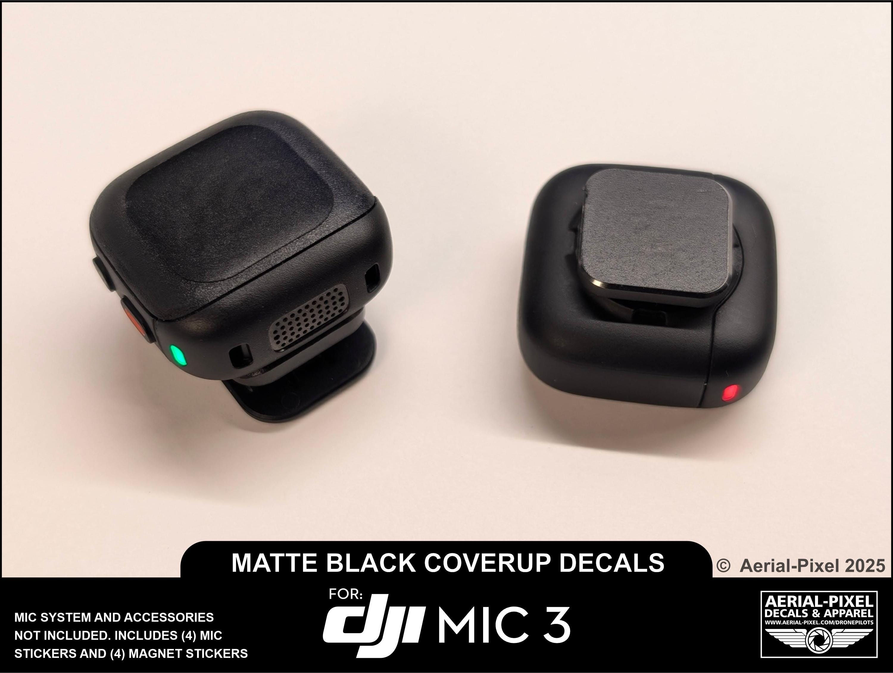 Professional Matte Black Logo Concealment Film for DJI Mic 3, Mic 2 or Mic Mini