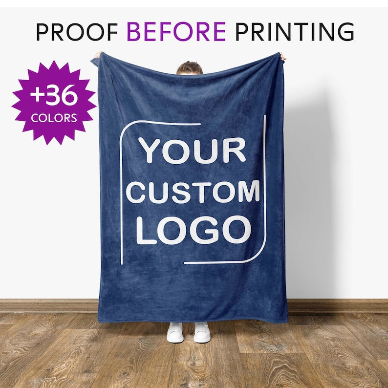 Thumbnail: Custom Logo Blanket, Personalized Minky Fleece Throw