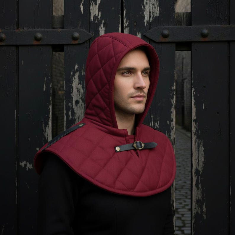 Thumbnail: Medieval Cotton Padded Coif – Armor Hood for LARP & Renfaire