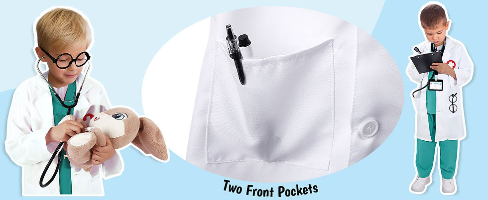 Thumbnail: 12 PCS Halloween Doctor Costume for Kids,Scrubs with Lab Coat/Nurse Costume Kid