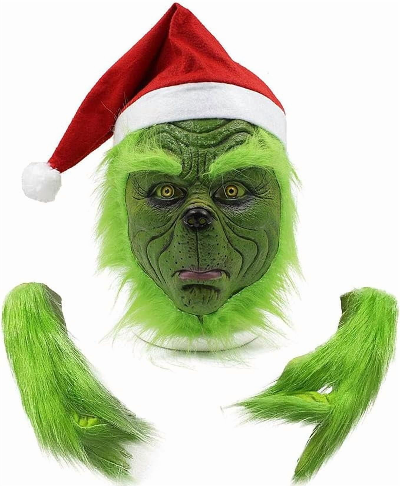 Green Monster Costume Mask Gloves and Hat Green Monster Mask With Santa Hat for