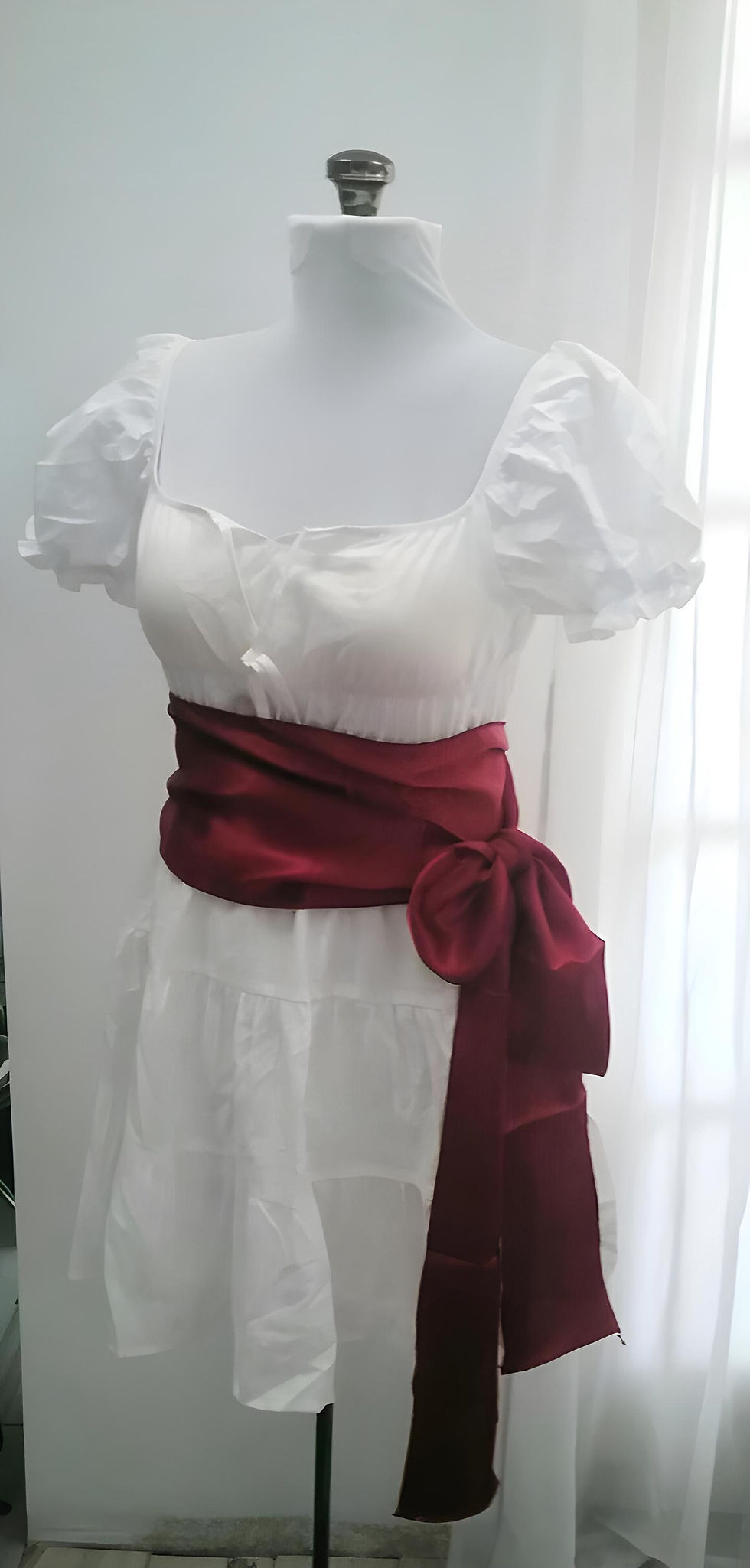 Thumbnail: Pirate Sash Belt Scarf Maroon Black Red 140" Long