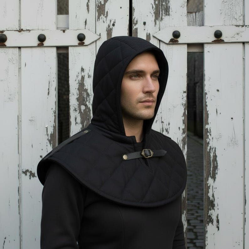 Thumbnail: Medieval Cotton Padded Coif – Armor Hood for LARP & Renfaire