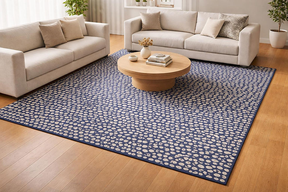 Thumbnail: Navy Blue Pebble Wool Rug, Hand Tufted Modern Geometric Carpet, Living Room Hom
