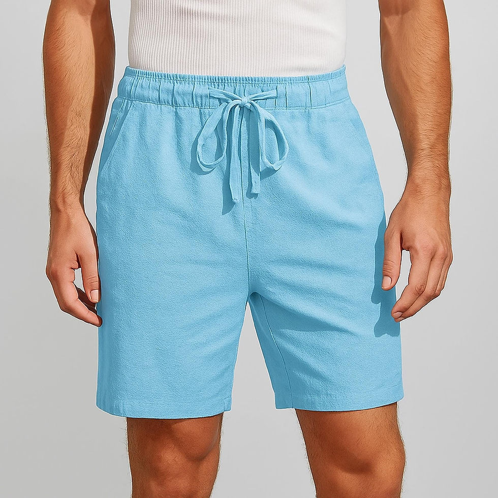 Thumbnail: Cotton-Linen Summer Shorts Men - Lightweight Breathable Drawstring Beach Casual
