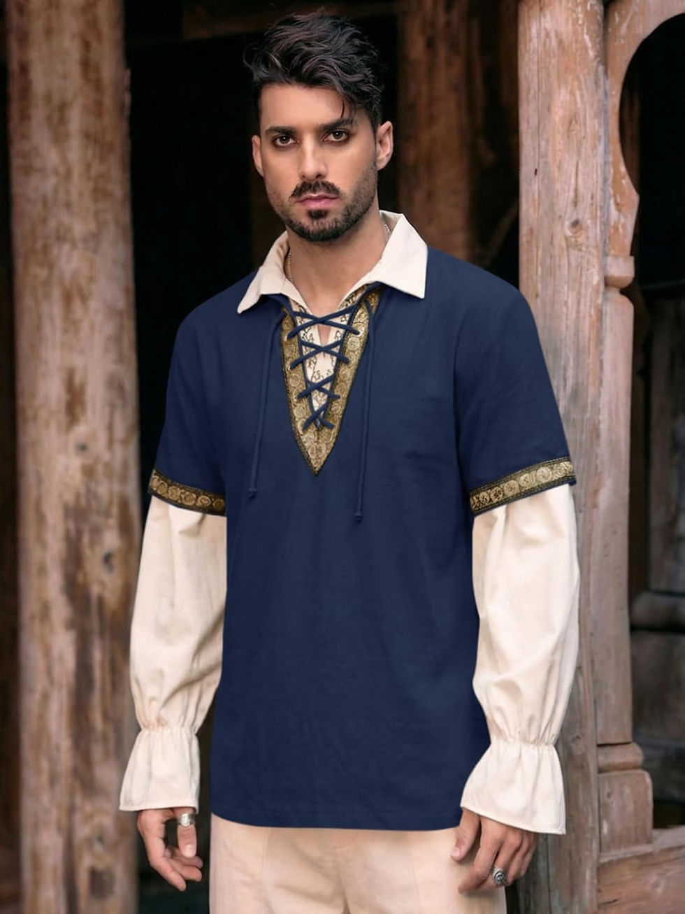 Thumbnail: Mens Medieval Viking Scottish Halloween Cotton Pirate Shirt