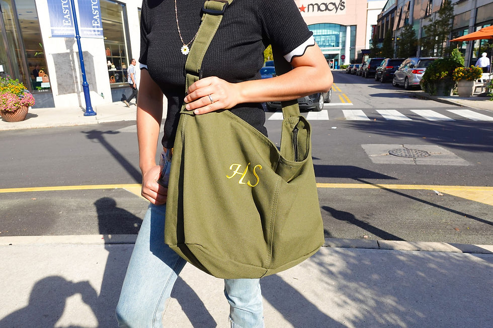 Thumbnail: Personalized Extra Large Crossbody Bag, Oversized Canvas Purse, Tote with Zippe
