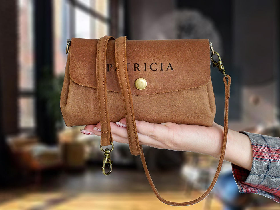 Thumbnail: Leather Minimalist Bag with Compartments, Personalized Crossbody Bag, Custom Sm