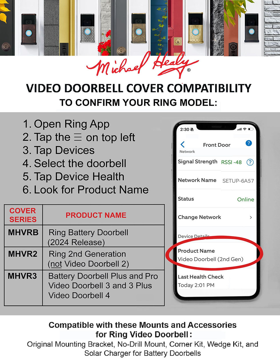 Thumbnail: Coastal Video Doorbell Cover (Ring 3, 3 Plus, 4, Battery Plus and Battery Pro)