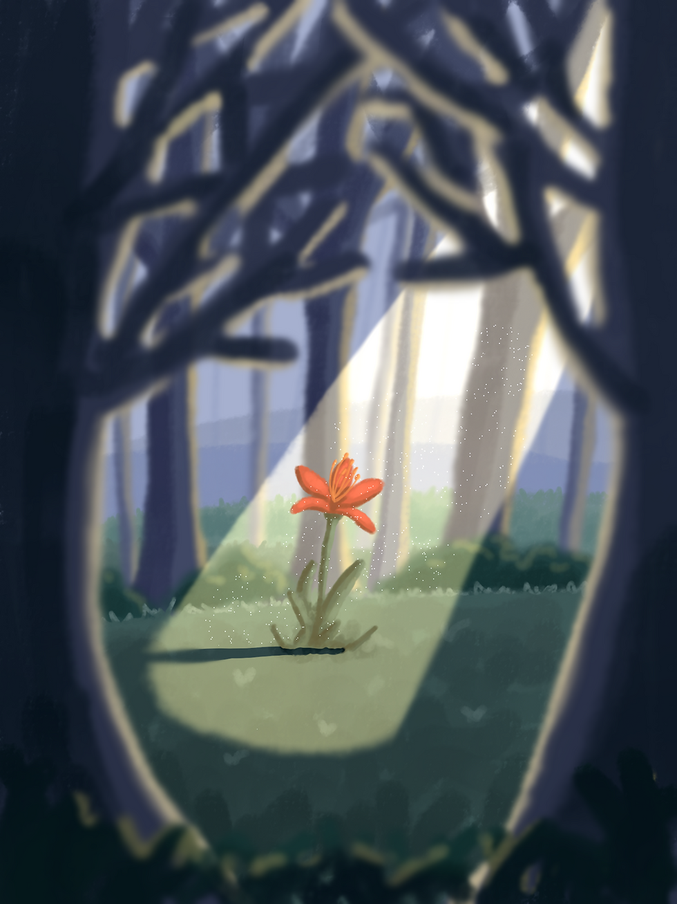 Original pencil drawing that was imported and digitally colored in IbisPaint. Drawing's Title: "Light in the Darkness"