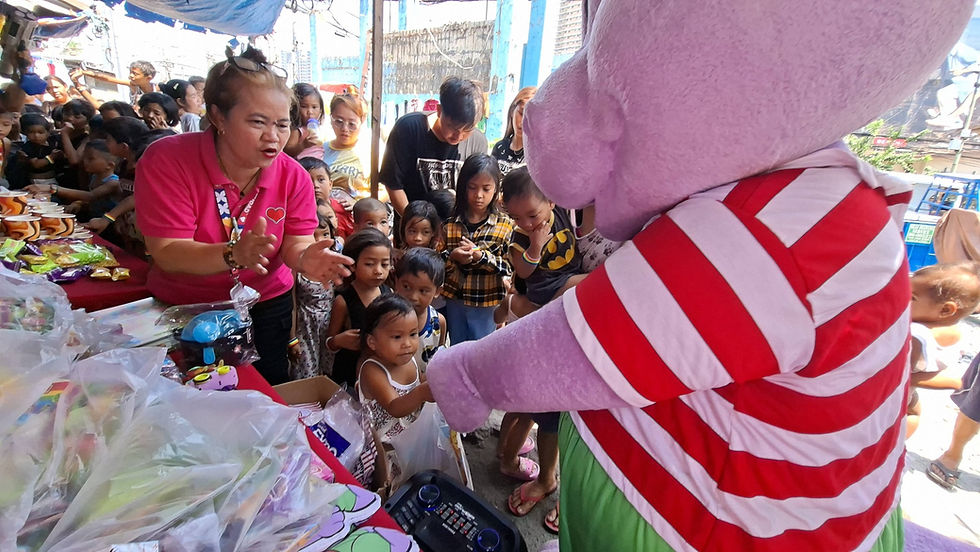 Happy children with Chummy Chum around