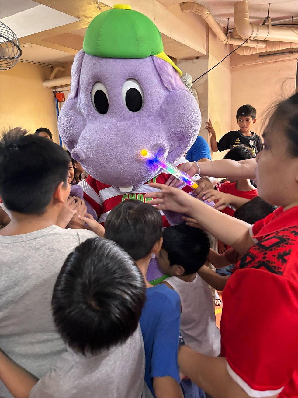 happy children with Chummy Chum around