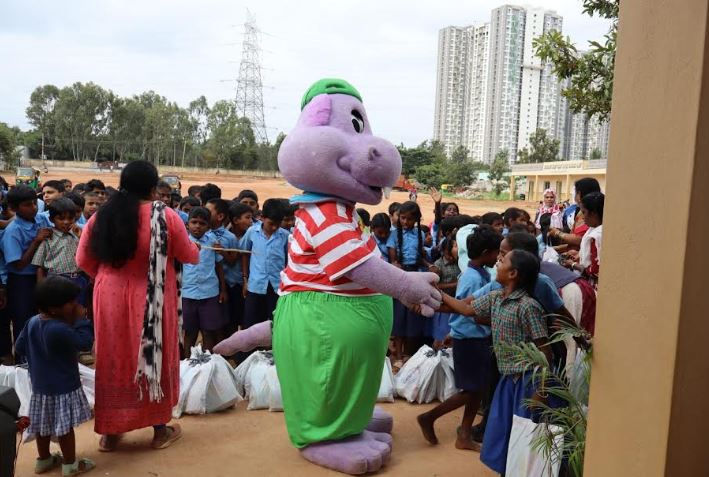 visiting the children at the school