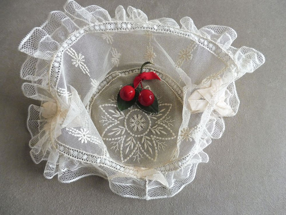 Miniature : Coiffe Tulle Rebrodé et Fleurs