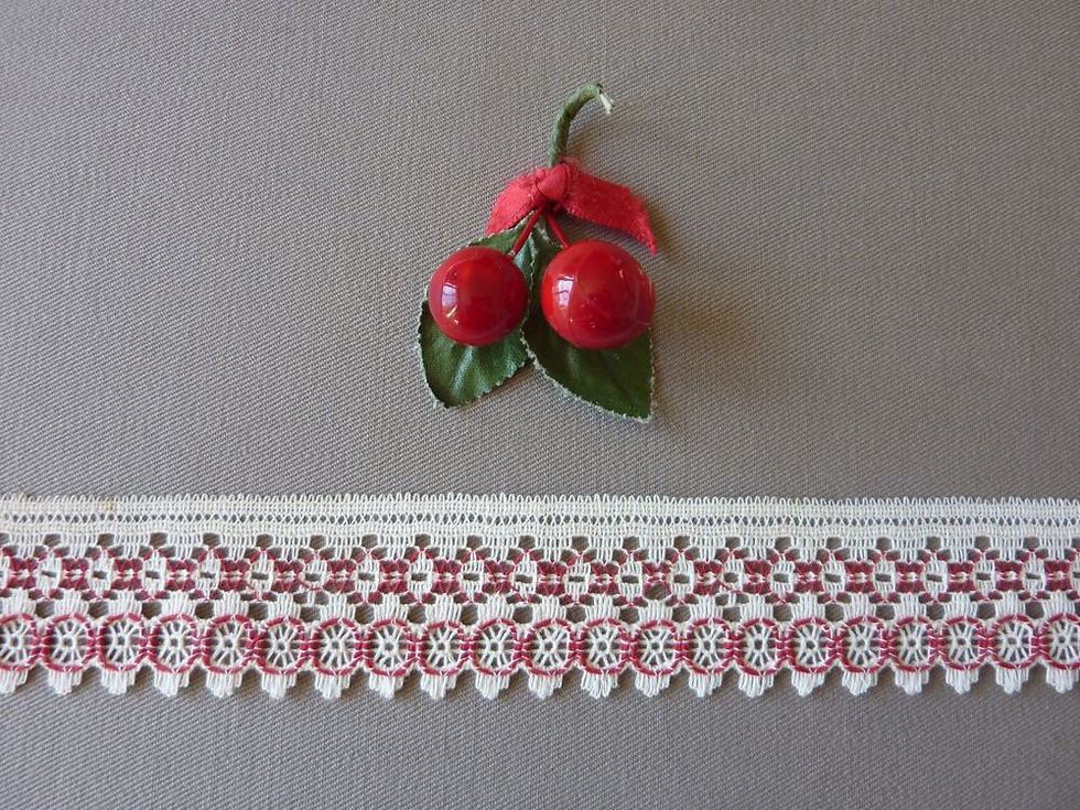 Miniature : Dentelle Bicolore Rouge et Ecrue