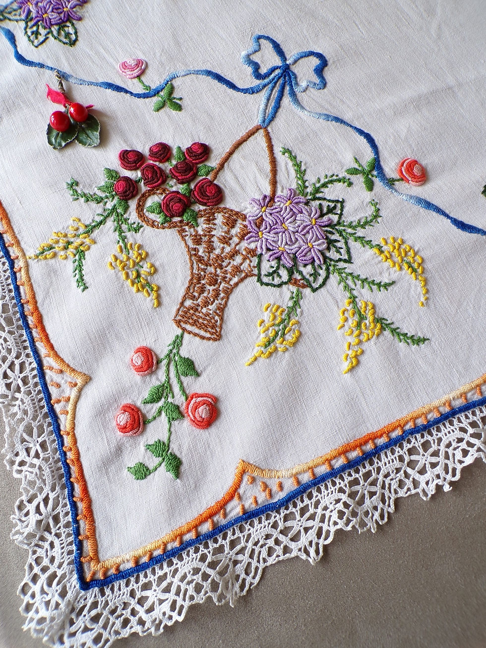 Miniature : Nappe à Thé "Violettes et Mimosas"