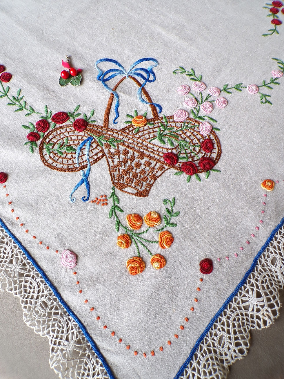 Miniature : Nappe en Lin "ROSES" 