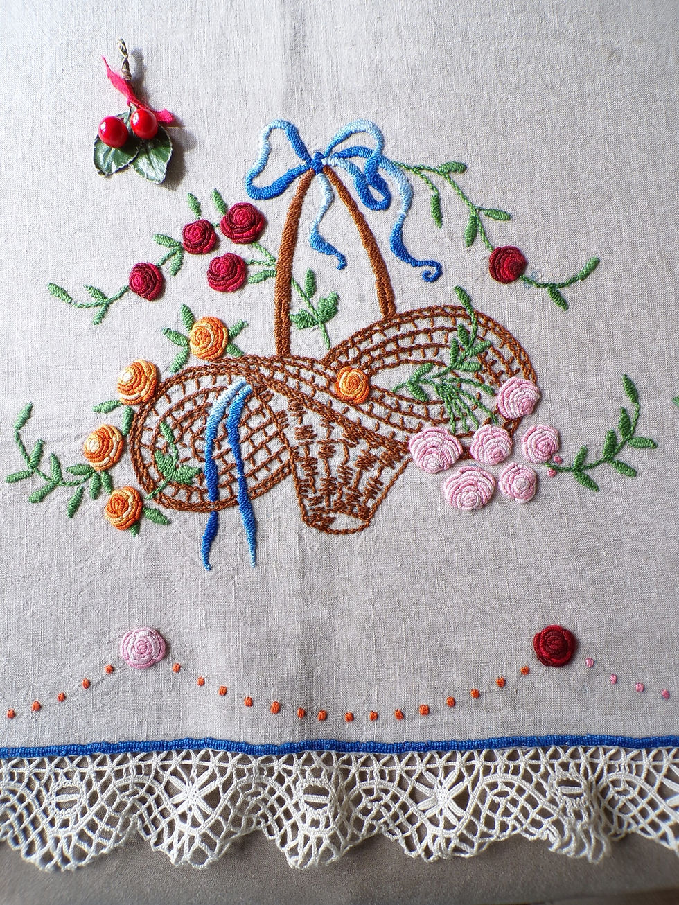Miniature : Nappe en Lin "ROSES" 