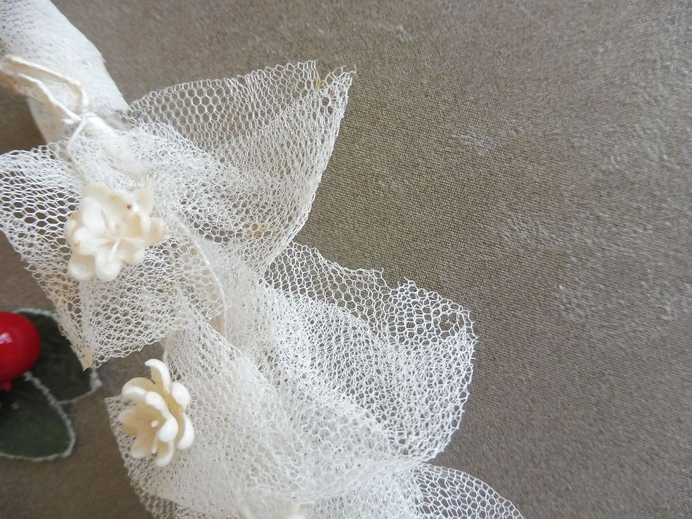 Miniature : Couronne de Mariée Fleurs et Noeuds de Tulle