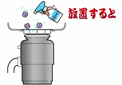 漂白剤をかけて放置されたディスポーザー
