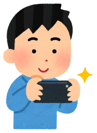 スマホのカメラで撮影している男性のイラスト
