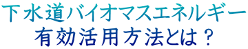 下水道バイオマスエネルギー　有効活用法とは？