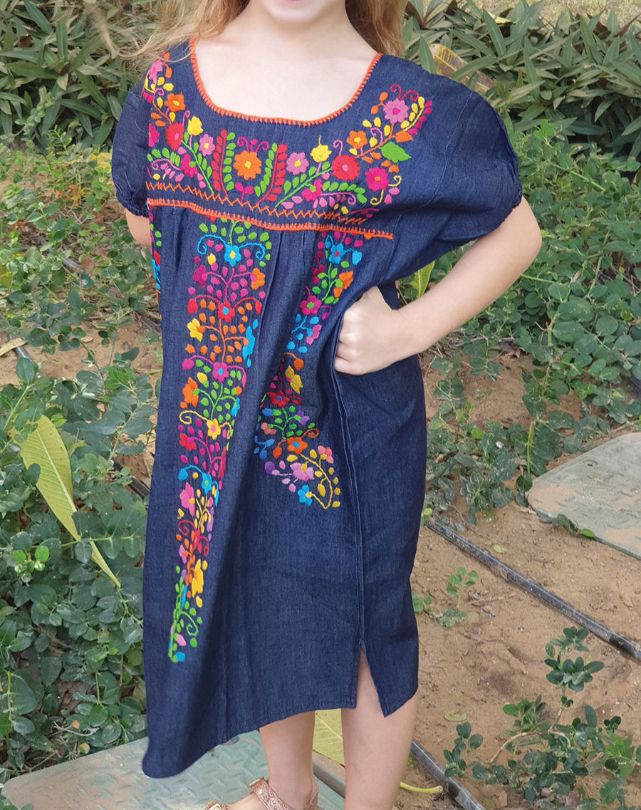 Thumbnail: Denim Typical Mexican Dress kids