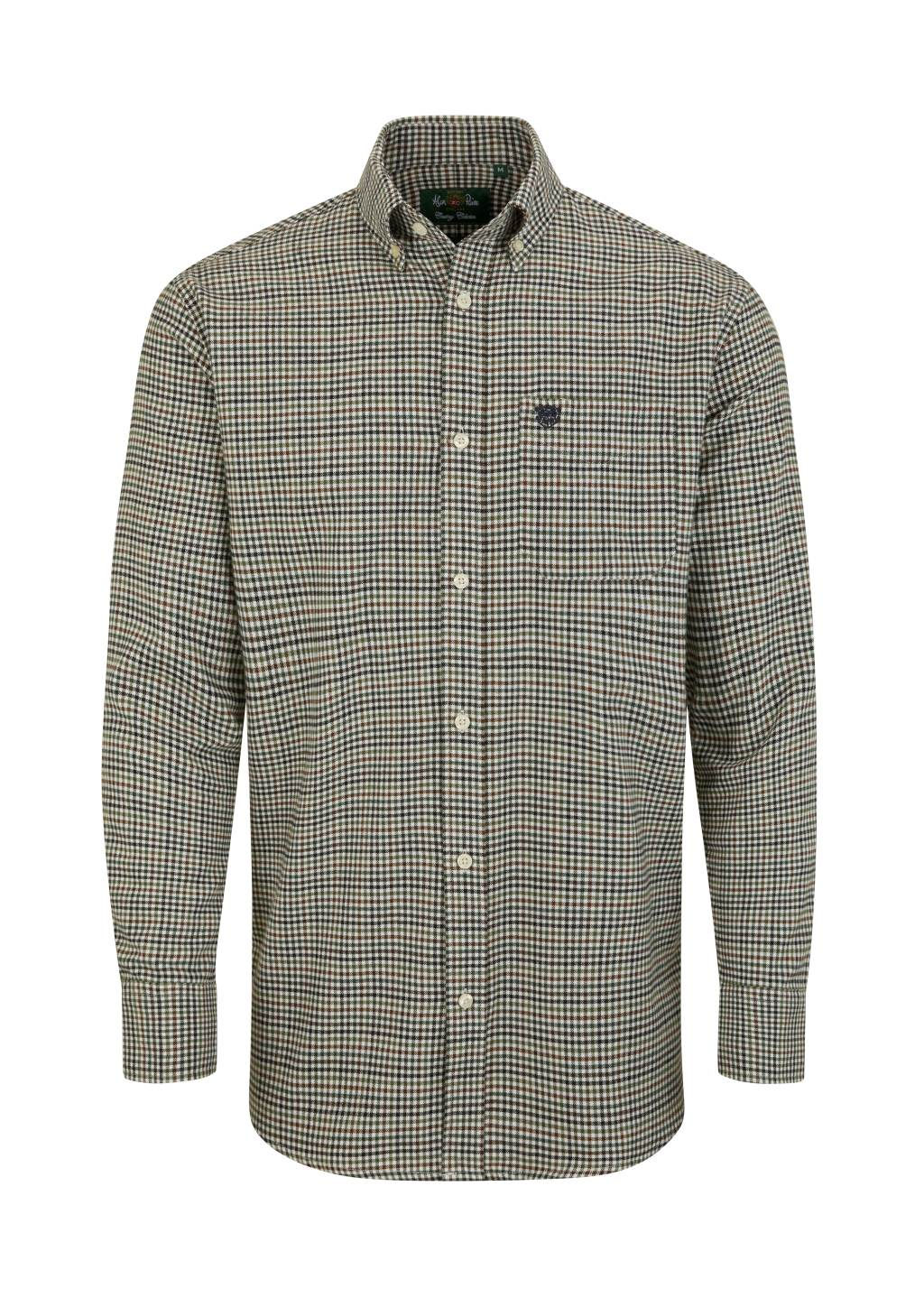 Alan Paine Ilkley Flannel Button Down Collar Shirt in Green