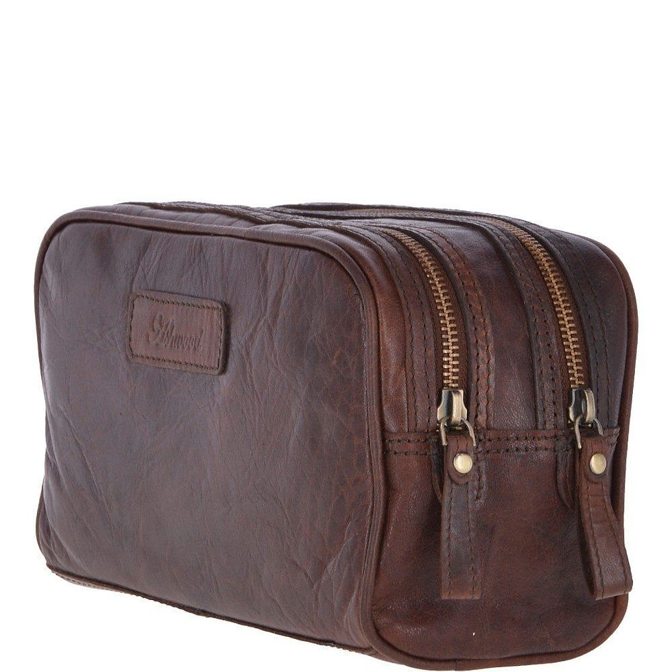 Miniaturebillede: Ashwood Men's Leather Washbag in Tan