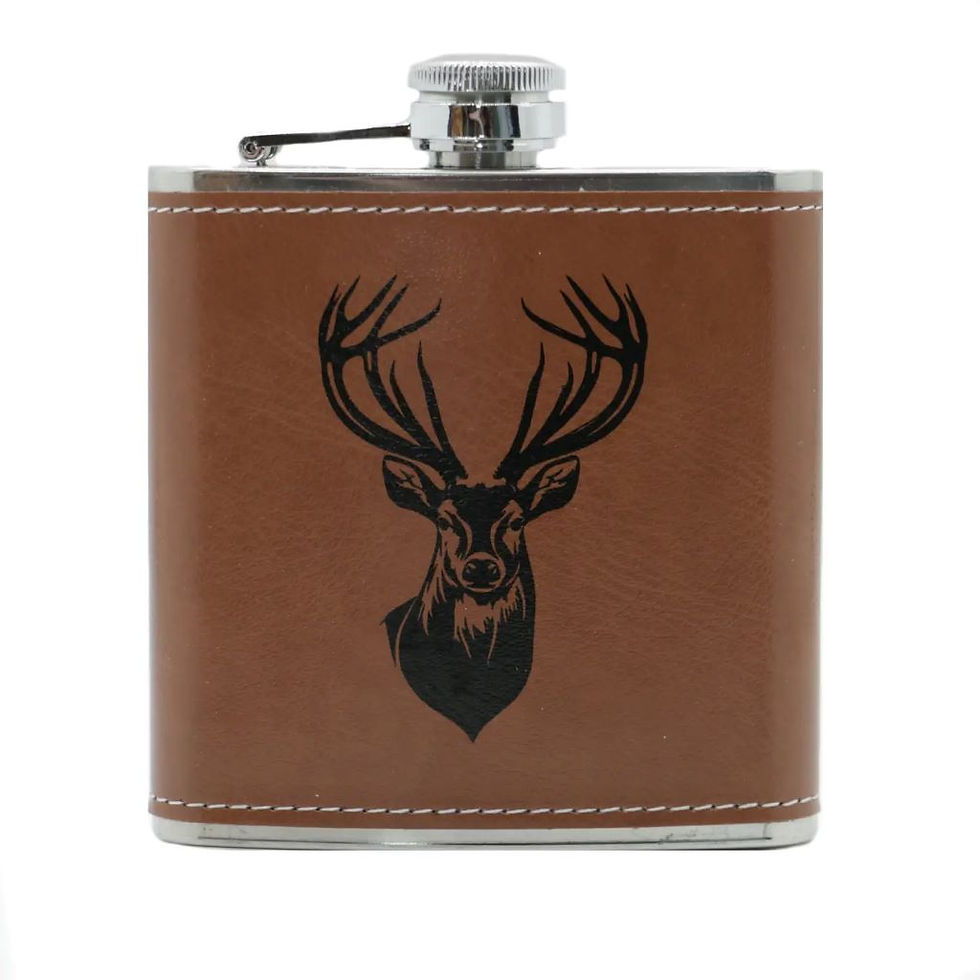 Stag Design 6oz Leatherette Hip Flask