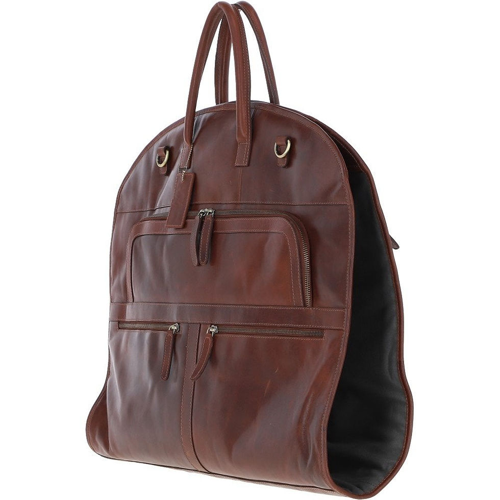 Thumbnail: Ashwood Men's Leather Suit Carrier in Chestnut