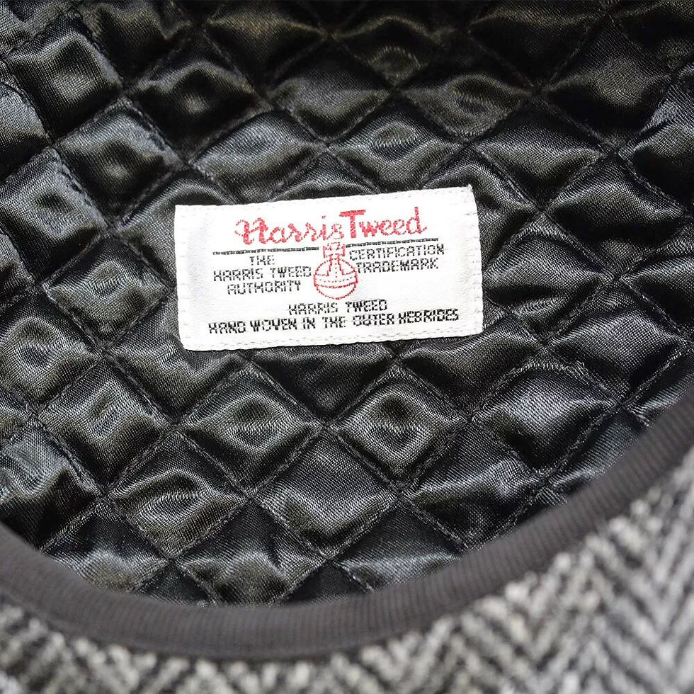 Thumbnail: Heather Hats - Scott Harris Tweed Newsboy Cap in Black/Grey