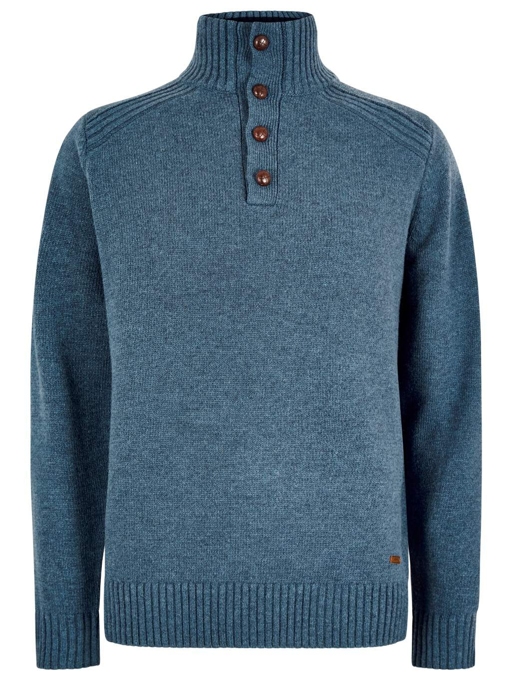 Dubarry Shields Men’s Button Neck Knit - Indigo