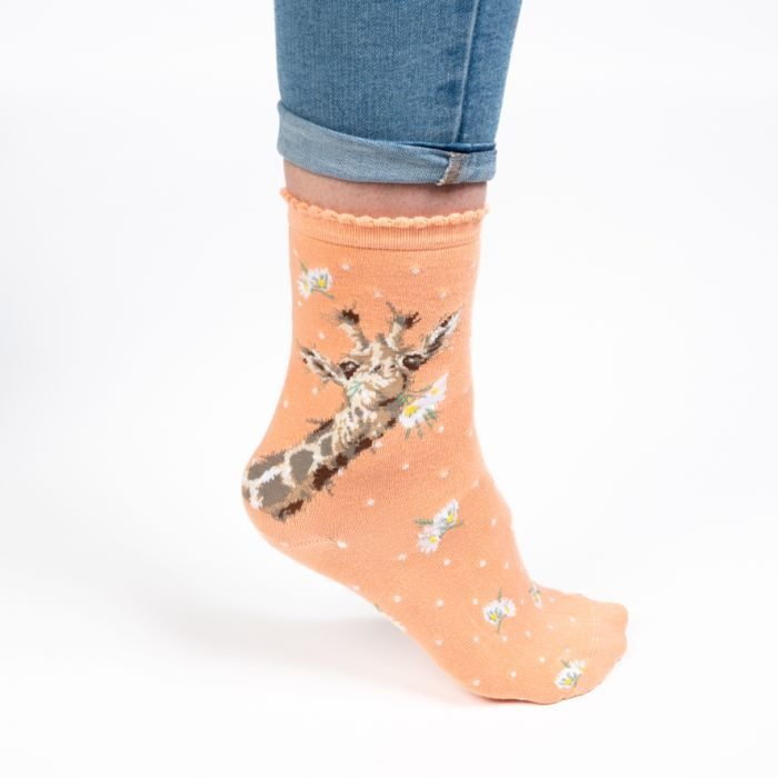 Miniaturbild: Wrendale Designs ‘Flowers’ Coral Giraffe Women’s Bamboo Socks