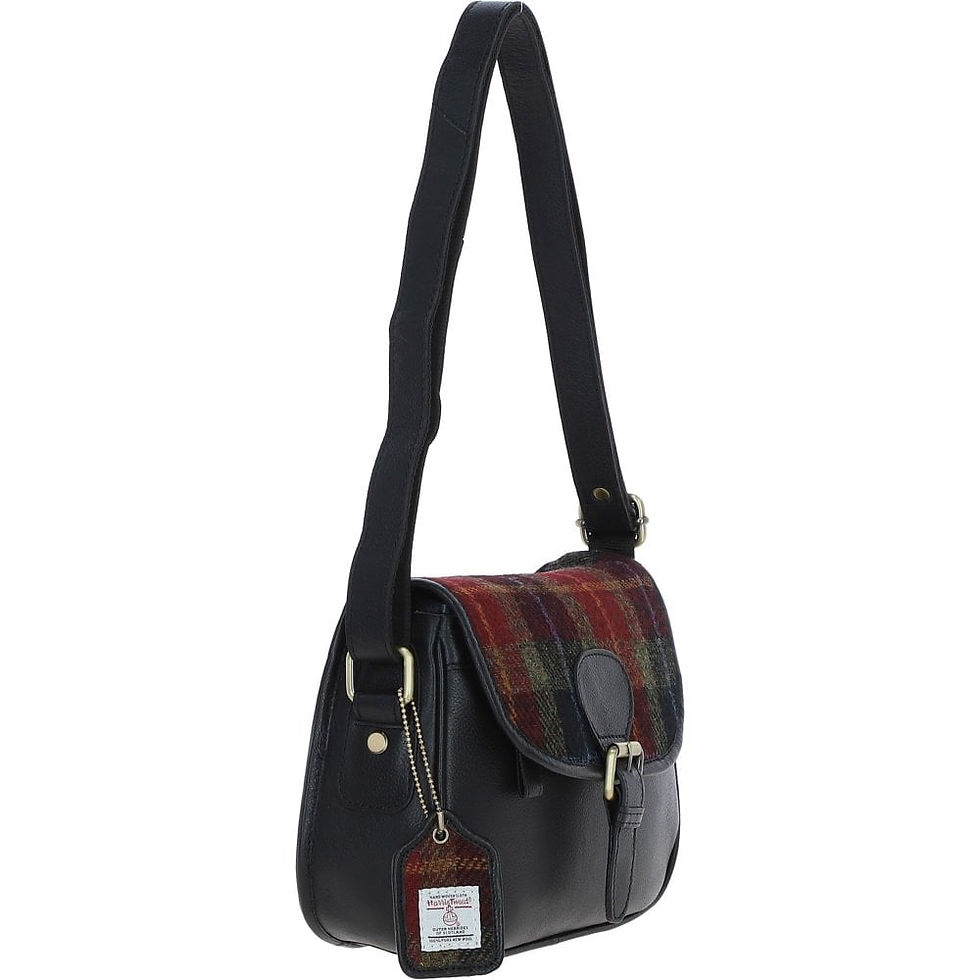 Miniaturbild: Ashwood Leather & Harris Tweed Medium Saddle Bag