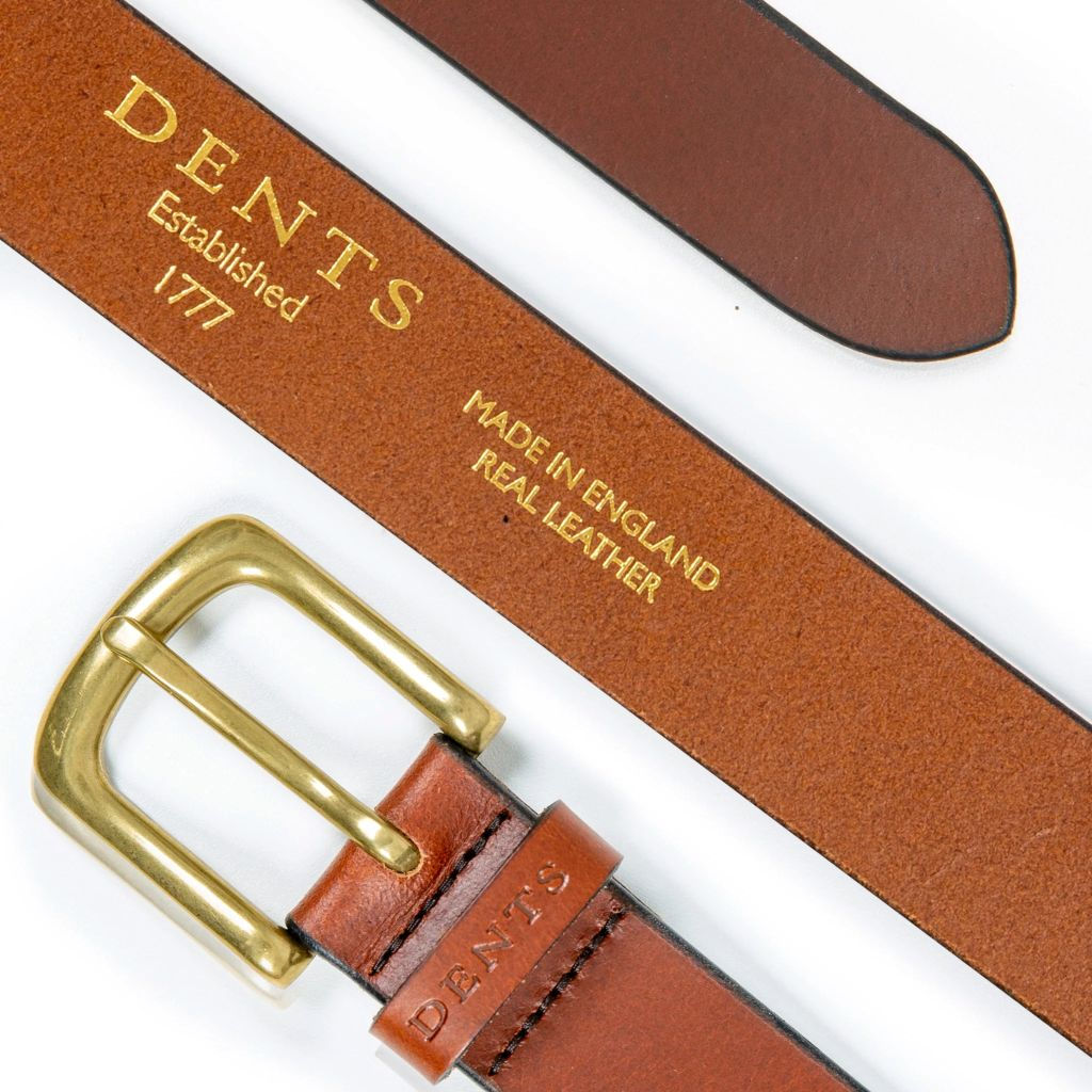 Dents Men’s Heritage Lined Full-Grain Leather Belt - Tan