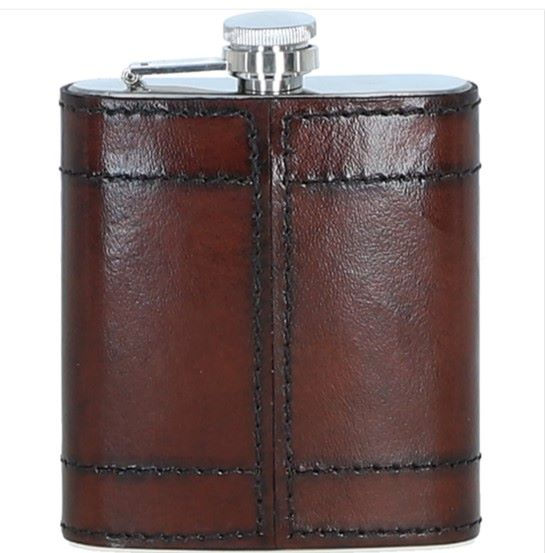 Ashwood Premium Leather Portable Whiskey Flask Chestnut