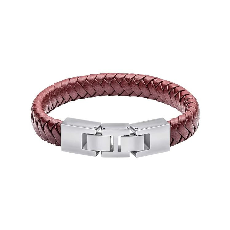 Fred Bennett Burgundy Leather Bracelet with Statement Clasp