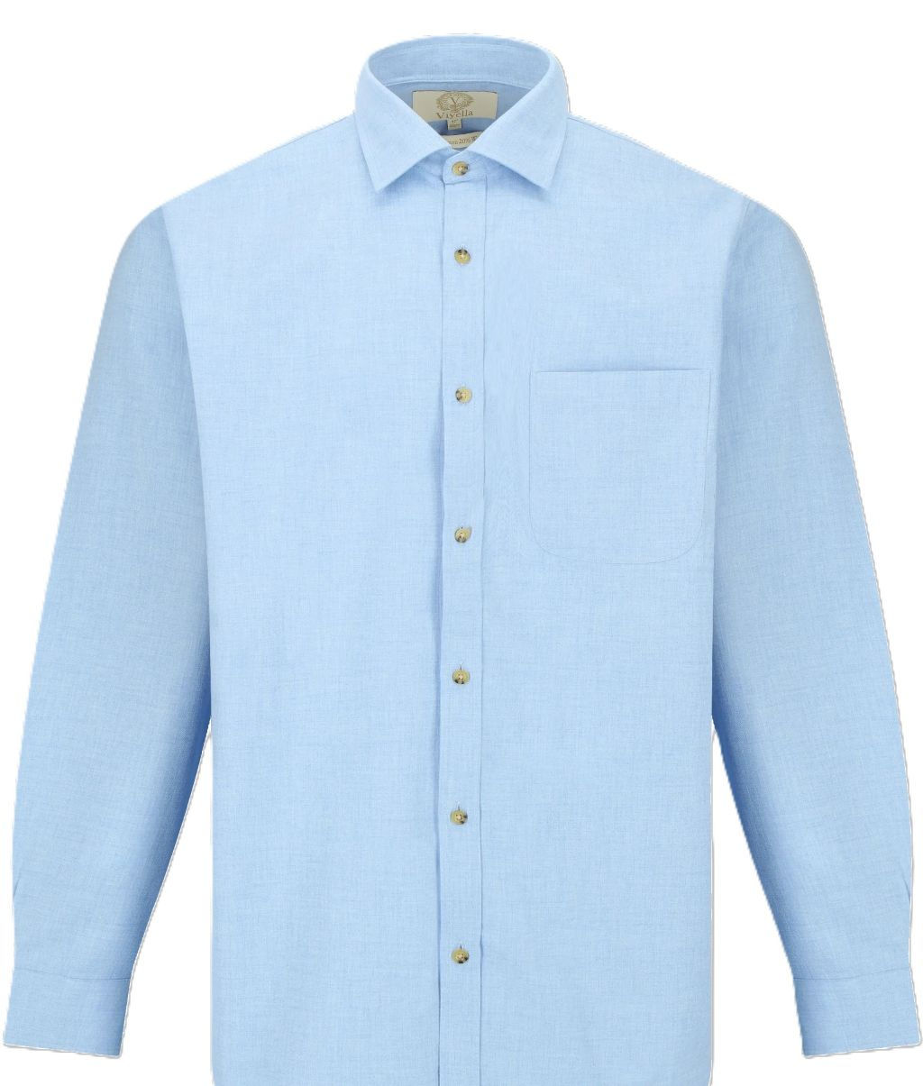 Viyella Plain Sky Blue 80/20 Cotton Wool Blend Shirt