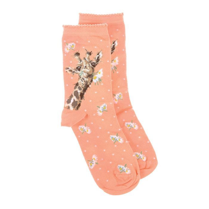 Wrendale Designs ‘Flowers’ Coral Giraffe Women’s Bamboo Socks