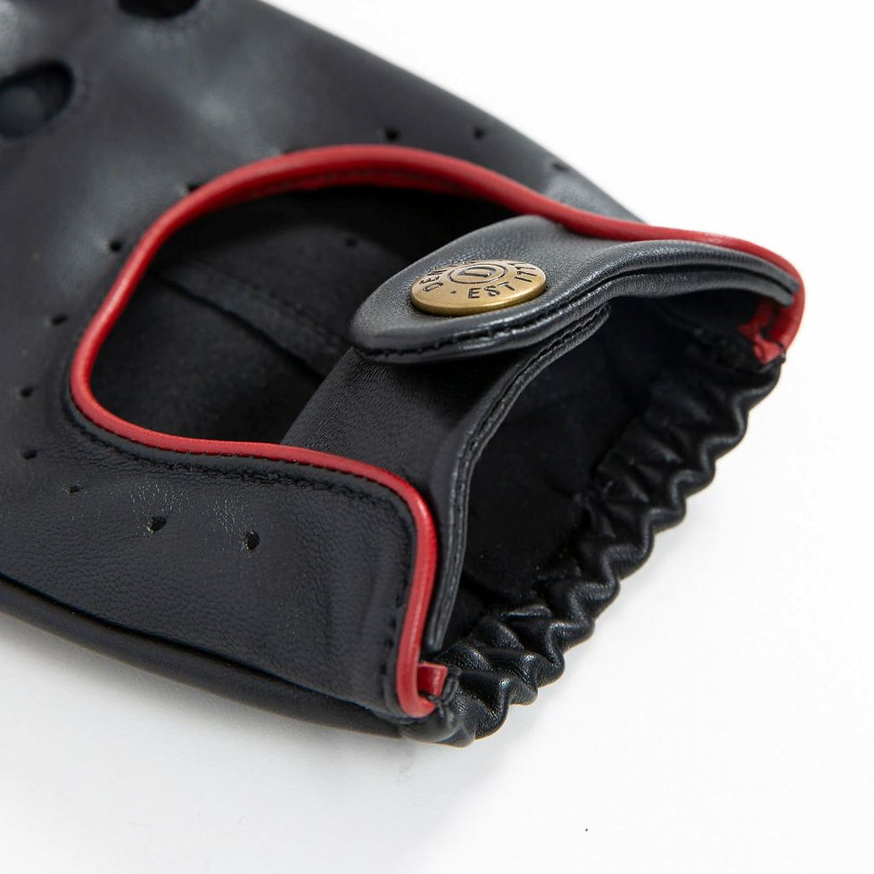 Miniaturebillede: Dents DELTA Men's Classic Leather Driving Gloves in Black/Berry
