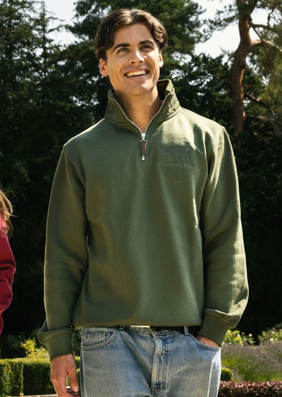 Thumbnail: Tetbury Quarter Zip Jumper in Basil Green (Unisex)