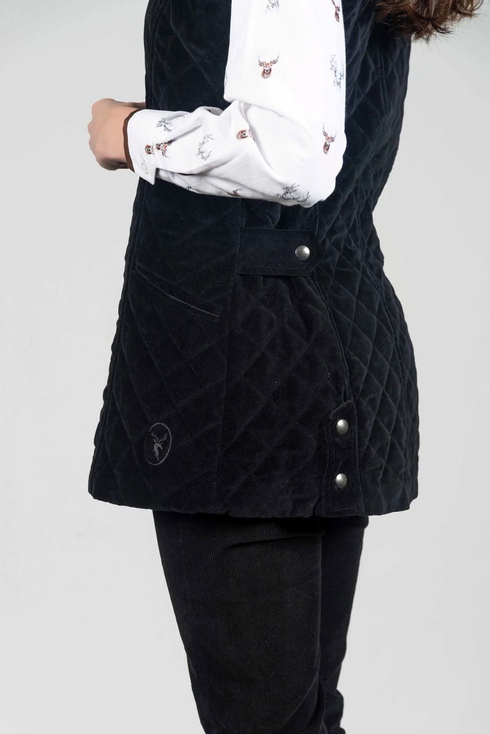 Miniatura: KATRINA Black Velvet Quilted Gilet