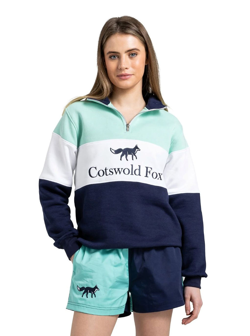 Sīktēls: Cotswold Fox Cirencester Quarter Zip Jumper in Mint