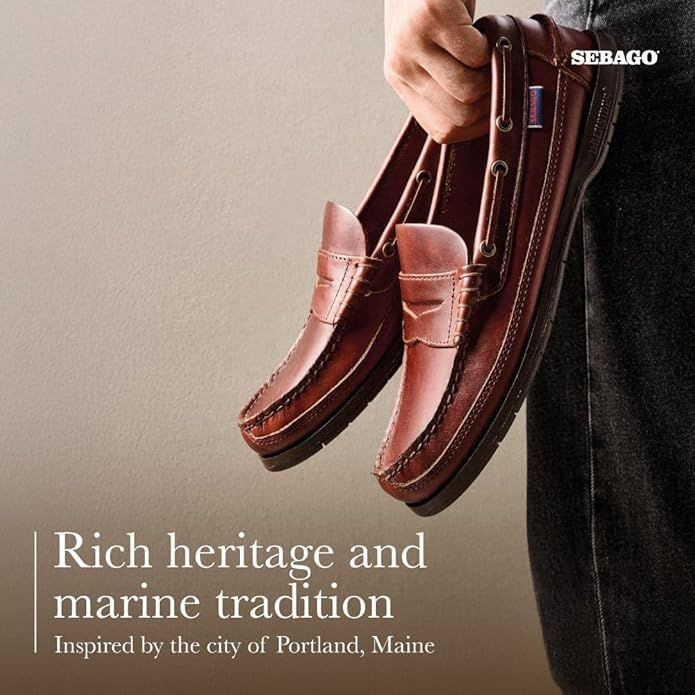 Sebago Men’s Sloop Waxed Leather Loafers in Brown Gum