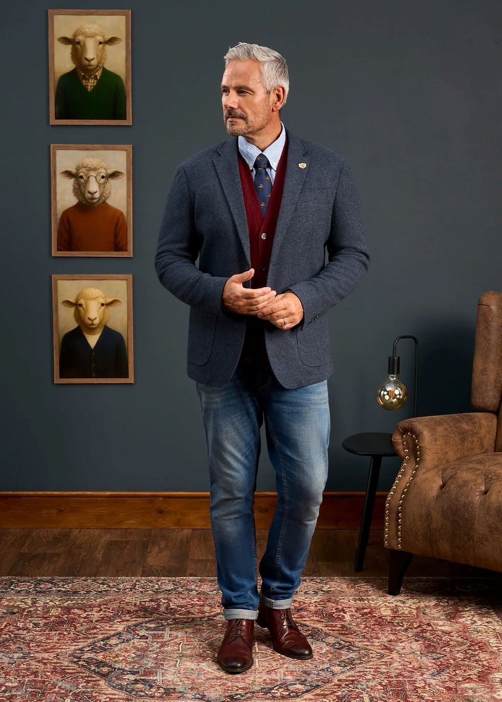 Miniatyrbilde: Alan Paine Richmond Men's Knitted Blazer in Navy