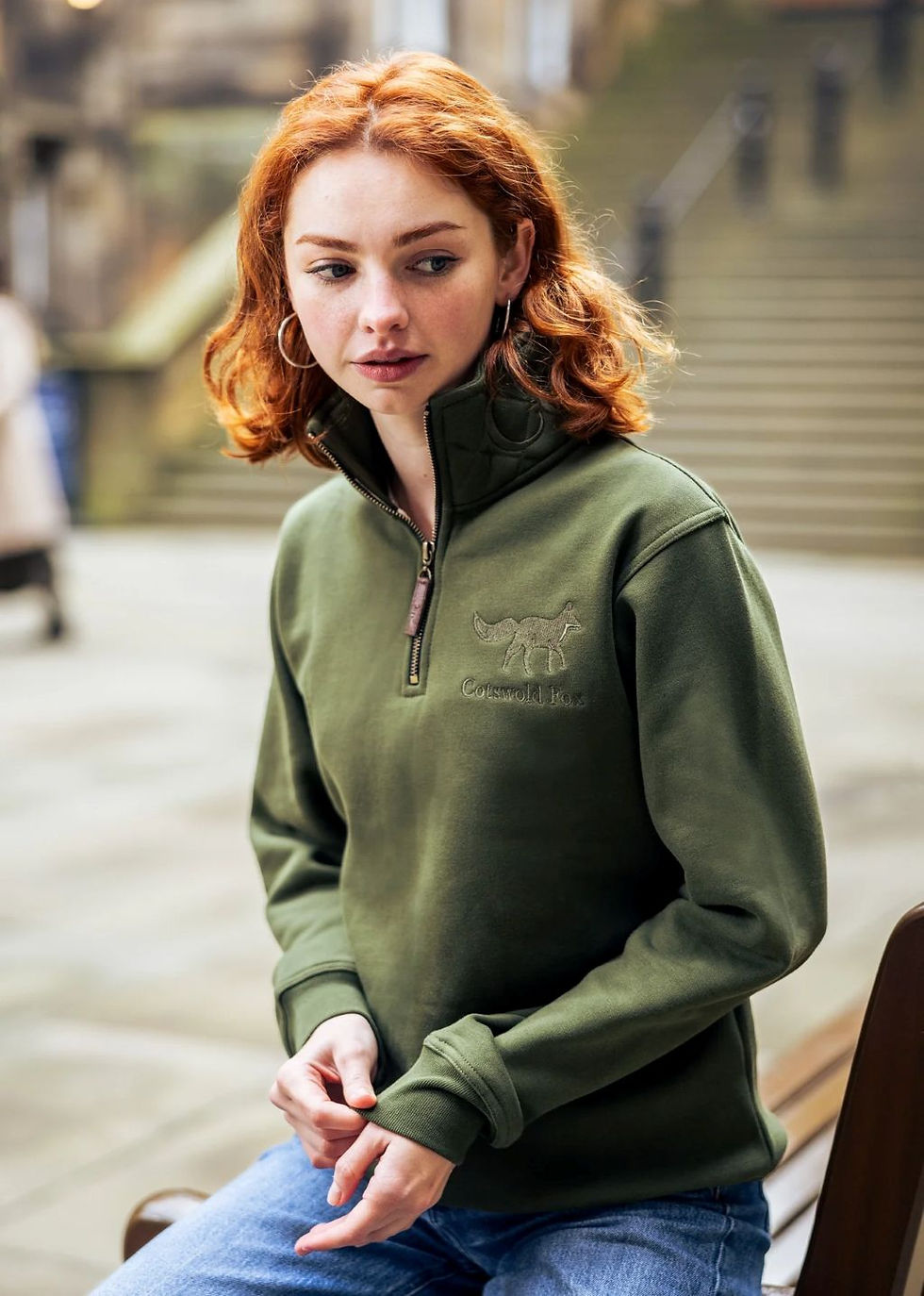 Thumbnail: Tetbury Quarter Zip Jumper in Basil Green (Unisex)
