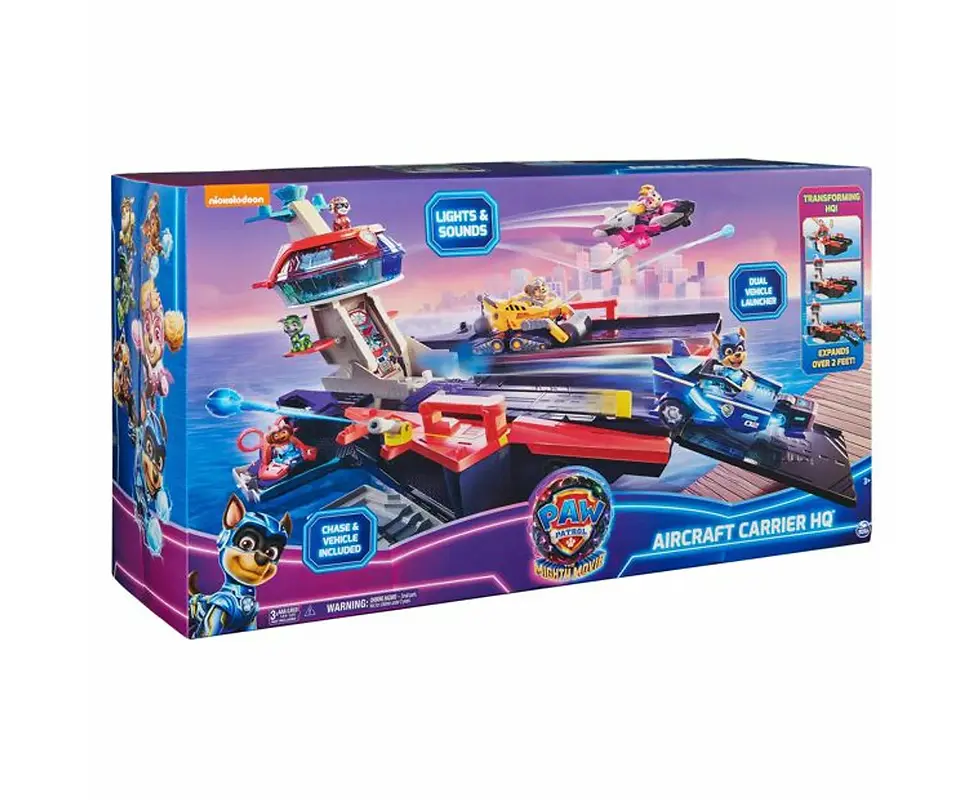 Spin Master Paw Patrol The Mighty Movie Aircraft Carrier HQ Play Kids Toy 3+