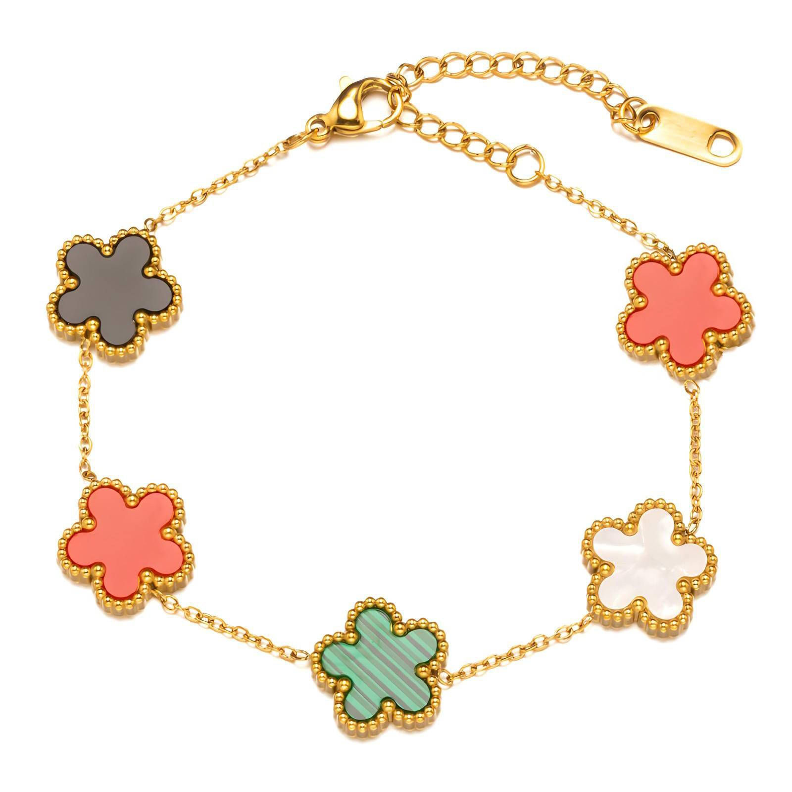 18K gold plated Stainless steel Flowers bracelet, Intensity