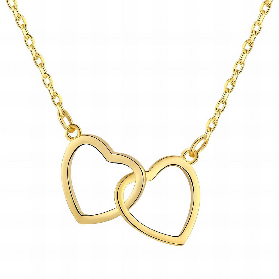 18K gold plated Stainless steel Hearts necklace, Intensity